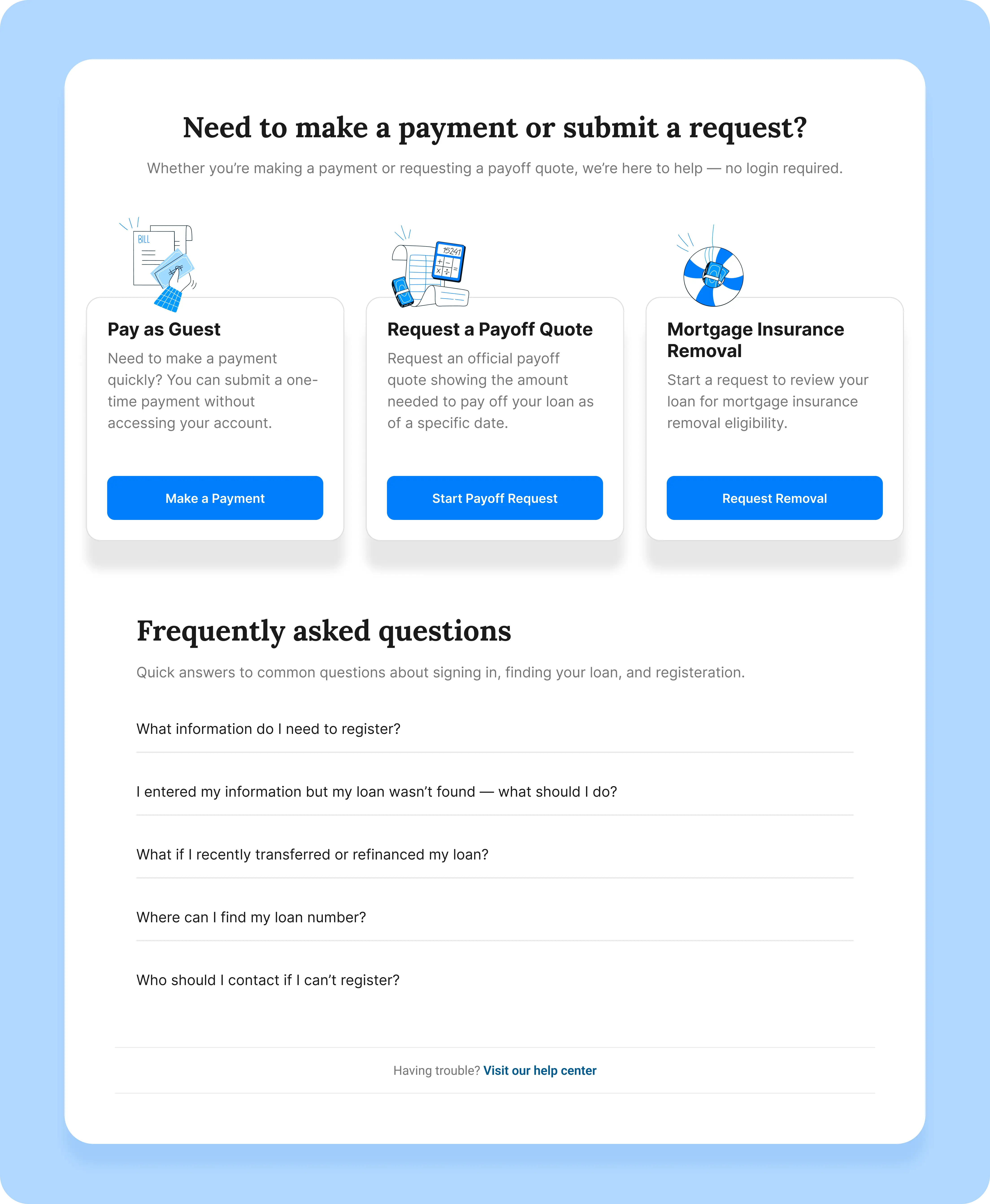 Core servicing actions